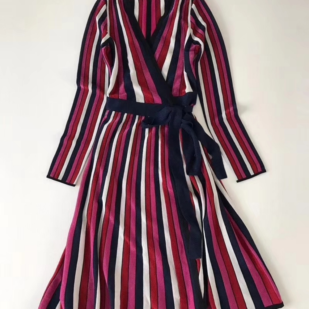 DVF stripe wrap dress
